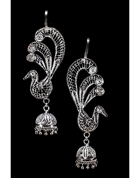 Silver Linings Morni Silver Filigree Handmade Cuff Jhumkas