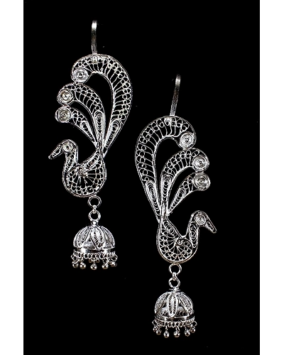 Silver Linings Morni Silver Filigree Handmade Cuff Jhumkas-12666563
