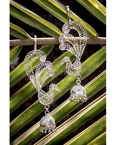 Silver Linings Morni Silver Filigree Handmade Cuff Jhumkas-2