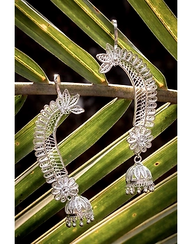 Silver Linings Statement Silver Filigree Handmade Cuff Earrings