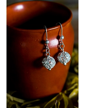 Silver Linings Bead Silver Filigree Handmade Dangle Earrings