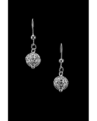 Silver Linings Bead Silver Filigree Handmade Dangle Earrings-1