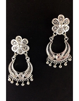 Silver Linings Chandbali Silver Filigree Earrings