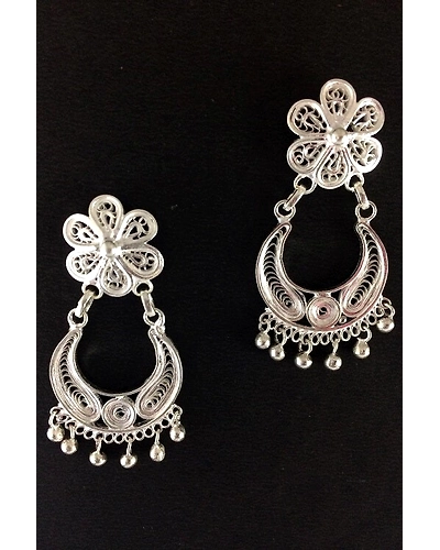 Silver Linings Chandbali Silver Filigree Earrings-2