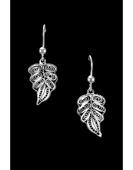Silver Linings Peepal Silver Filigree Handmade Dangle Earrings