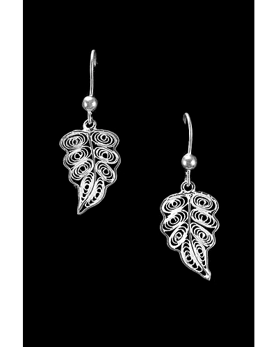 Silver Linings Peepal Silver Filigree Handmade Dangle Earrings-2
