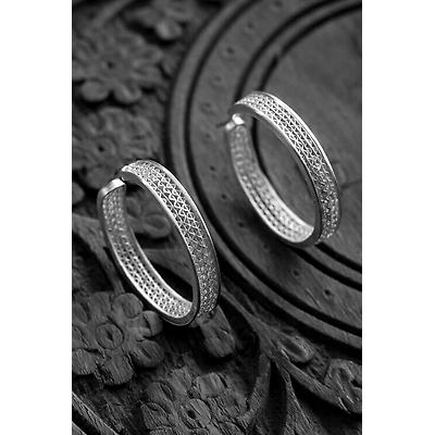 Gonasika Silver Linings Hoop Silver Filigree Handmade Earrings