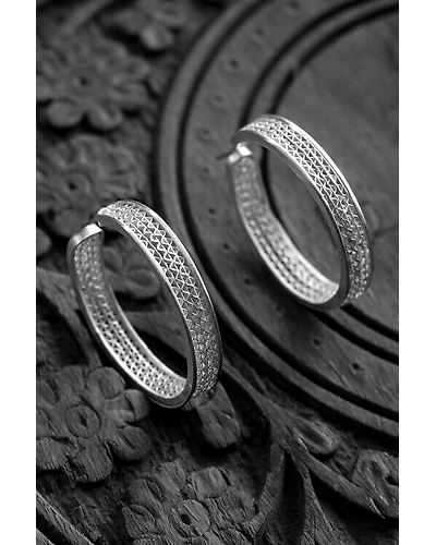 Silver Linings Hoop Silver Filigree Handmade Earrings-12666597