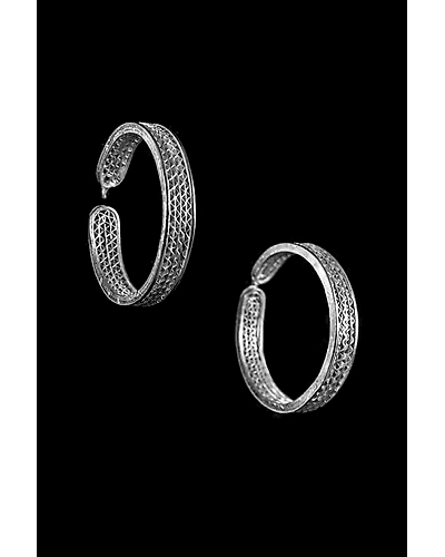 Silver Linings Hoop Silver Filigree Handmade Earrings-1