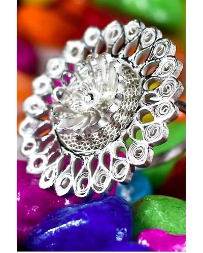 Silver Linings Sun Silver Filigree Handmade Ring-2