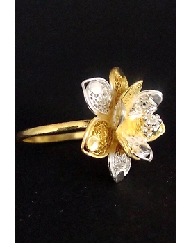 Silver Linings Lotus Dual Tone Silver Filigree Handmade Ring