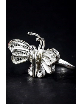 Silver Linings Titli Silver Filigree Handmade Ring