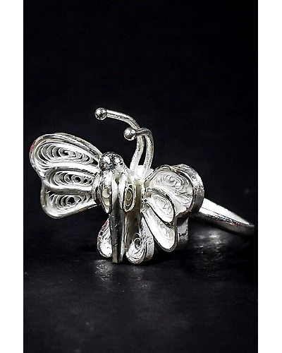 Silver Linings Titli Silver Filigree Handmade Ring-12666593