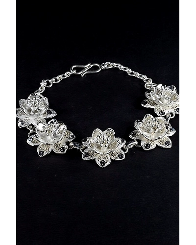 Silver Linings Padma Silver Filigree Handmade Bracelet-12666625