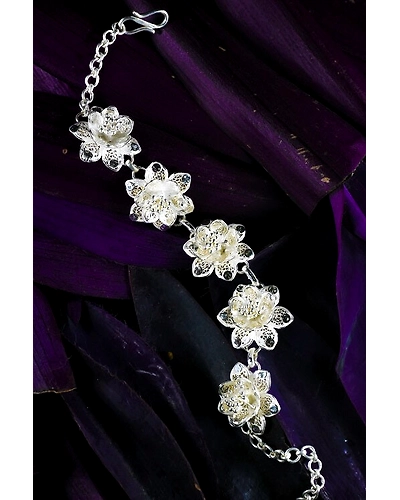 Silver Linings Padma Silver Filigree Handmade Bracelet-1