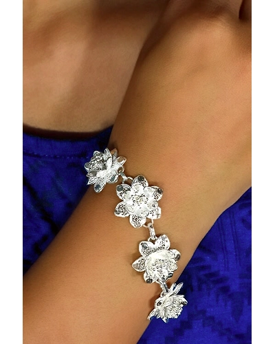 Silver Linings Padma Silver Filigree Handmade Bracelet-2