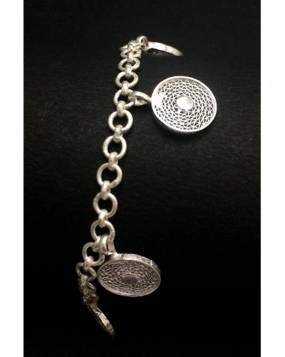 Silver Linings Moon Silver Filigree Handmade Bracelet-2