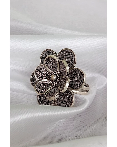Silver Linings Cocktail Silver Filigree Ring-12666629