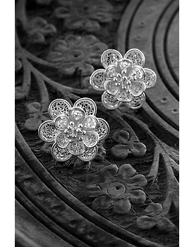 Silver Linings Floral Studs Silver Filigree Earrings