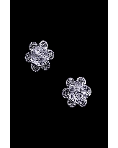 Silver Linings Floral Studs Silver Filigree Earrings-2