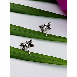 gonasika silver dragonfly studs