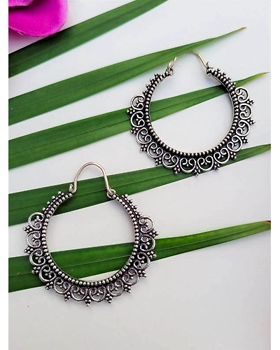 Silver Hoop Earrings-2
