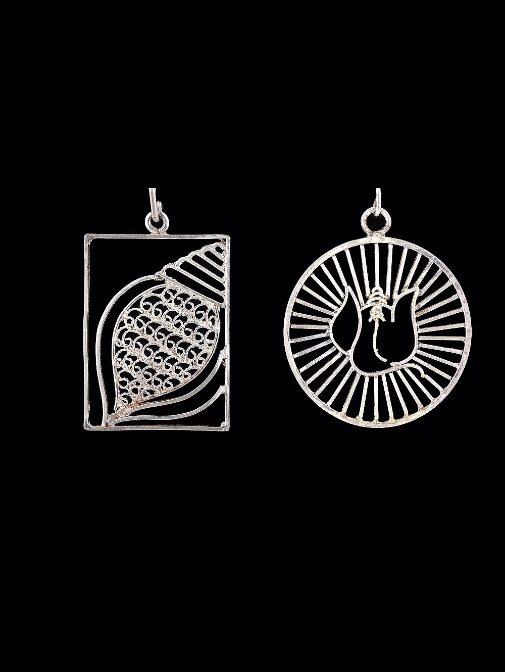 gonasika shankh & ganesha asymmetric earrings