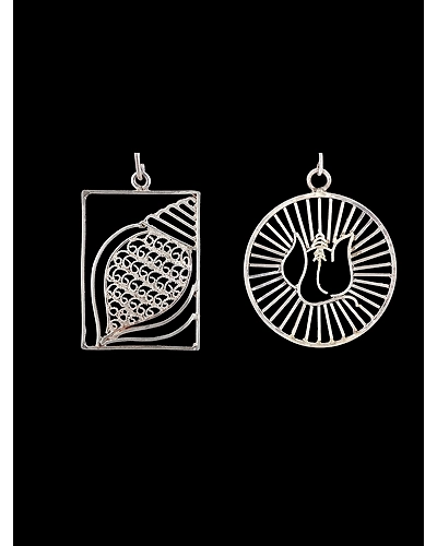 Shankh &amp; Ganesha Asymmetric Earrings-12666741