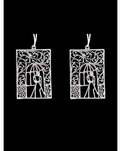 Woman with an umbrella Earrings-12666729