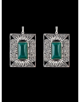 Green Agate Filigree Earrings