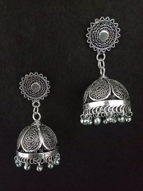 gonasika jhumka oxidised silver