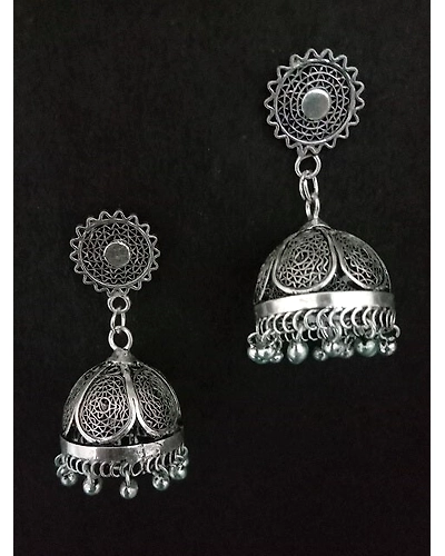 Jhumka Oxidised Silver-12667023
