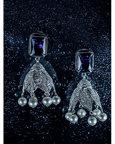 Lotus Crystal &amp; Pearl Earrings-12666981