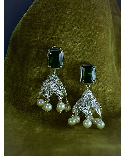 Lotus Crystal &amp; Pearl Earrings-3
