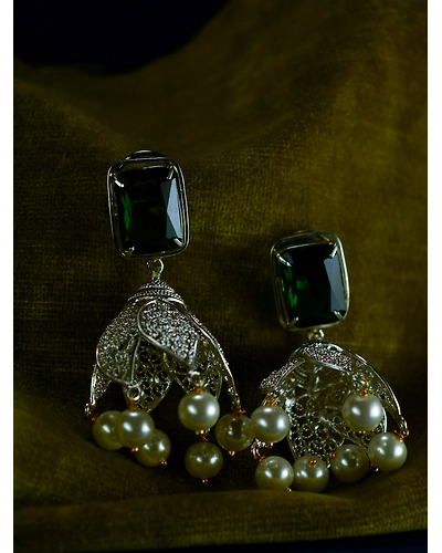 Lotus Crystal &amp; Pearl Earrings-4