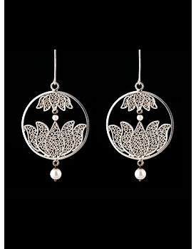 Lotus Pearl Circular Earrings
