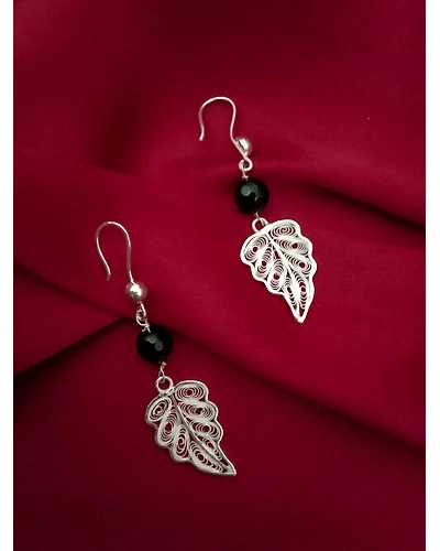 Silver Earrings Leaf-2