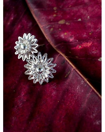 Sunflower Silver Studs-1