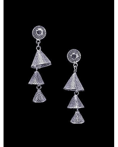 Silver Conical Earrings-12667559