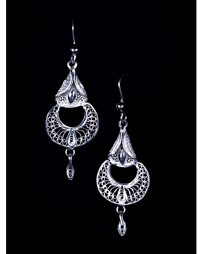 Silver Dangle Earrings-12667557