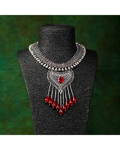 Jodha Silver Necklace-12667761