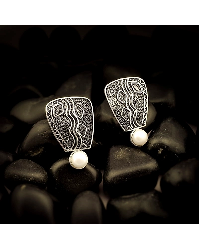 Zeina Filigree Work Silver Earrings-12667805