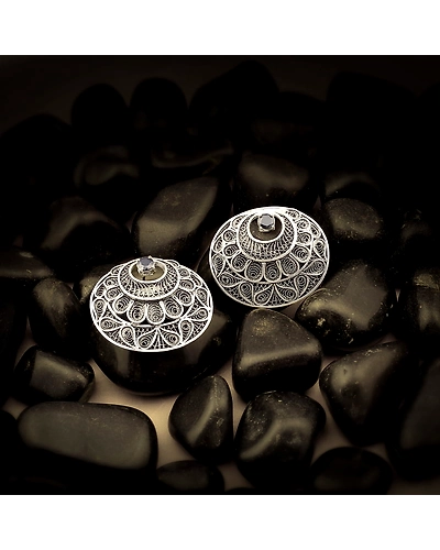 Kaira Filigree Silver Earrings Studs-1