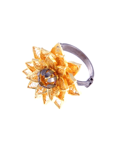 Fleur-de-Lotus Silver Finger Ring-1