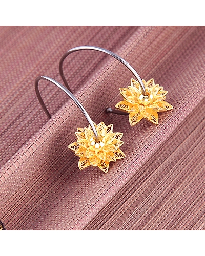 Fleur-de-Lotus Silver Earrings-12667967