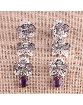Orquidea Silver Earrings Danglers