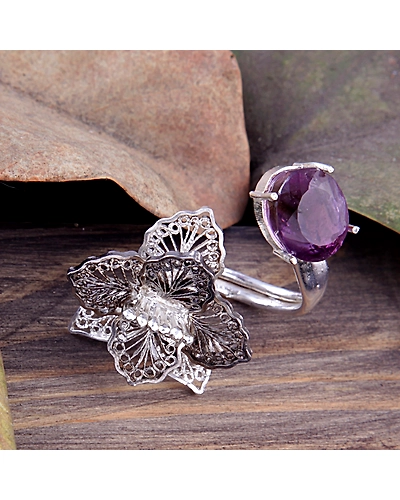 Orquidea Filigree Silver Finger Ring-1