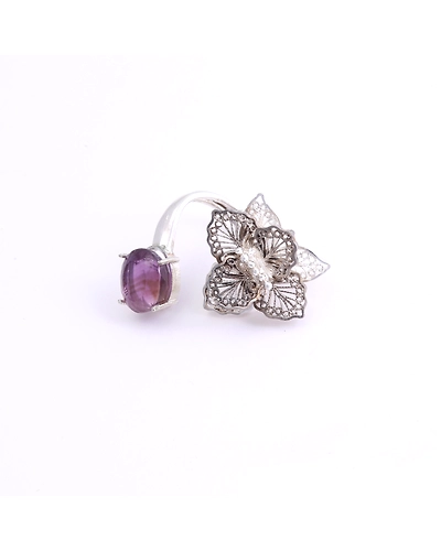 Orquidea Filigree Silver Finger Ring-2