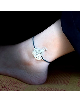 Charlotte Silver Black Thread Anklet