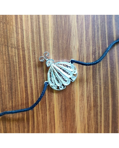 Charlotte Silver Black Thread Anklet-2